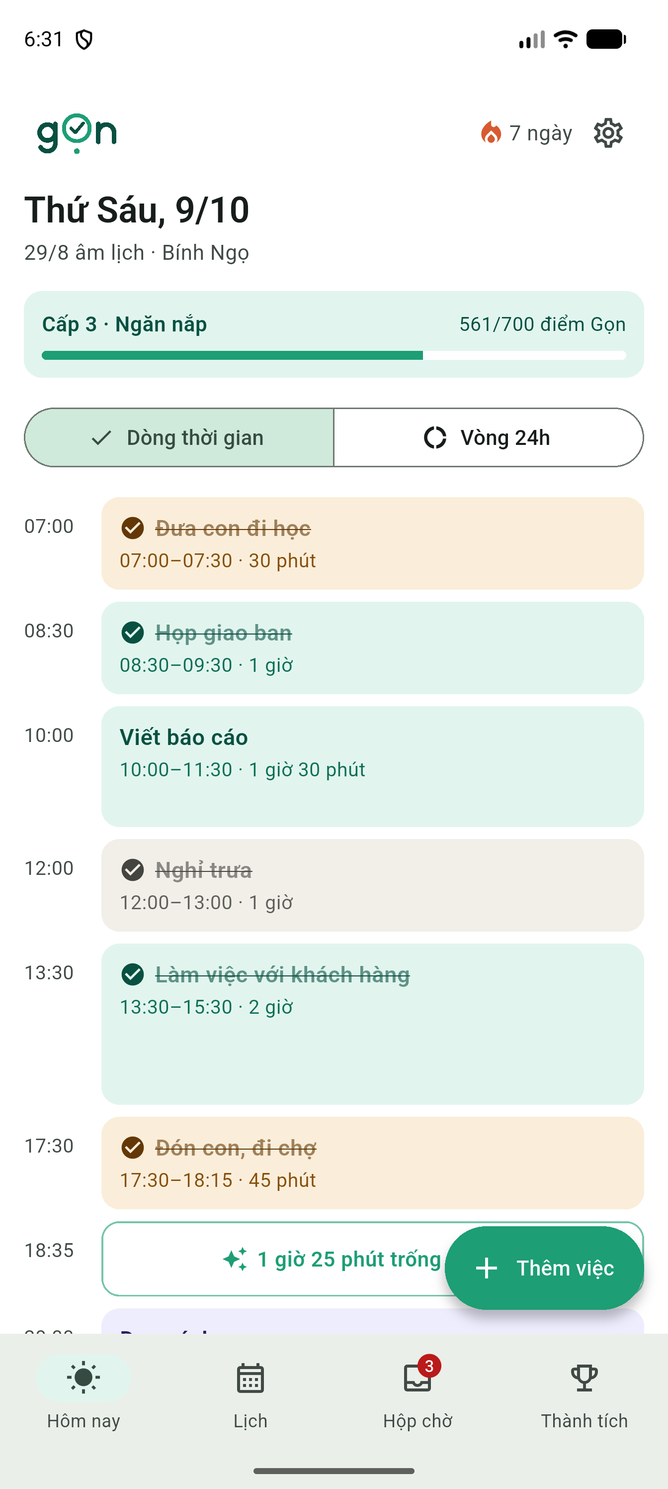 Màn hình Hôm nay